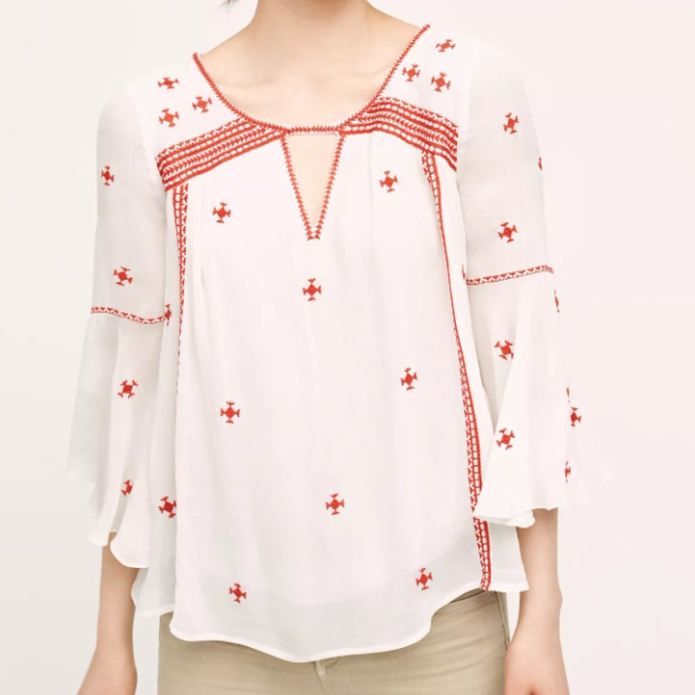 NWT Anthropologie Embroidered Adena Top Size 6